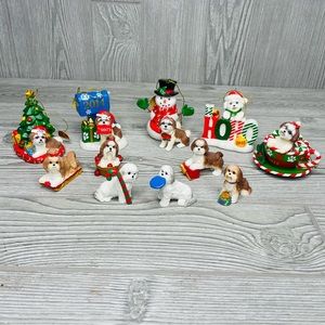 Danbury mint Maltese / shih tzu dog Christmas figurine / ornaments collectible
